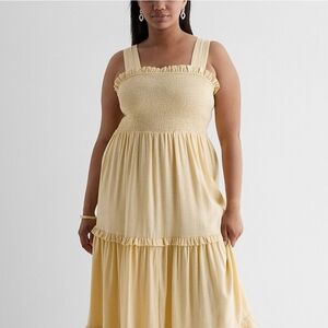 NEW Express Yellow Ruffle Maxi Dress XL